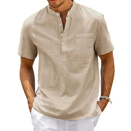 Men's henley collar shirt